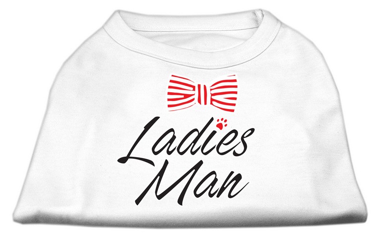 Ladies Man Screen Print Dog Shirt White Sm